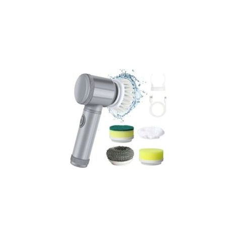 Juego de cepillos eléctricos giratorios para fregar, cepillo de limpieza eléctrico portátil con cabezales reemplazables, resistente al agua IPX7, recargable, silencioso - Crezuo