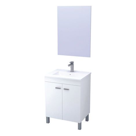 ONDEE ZEN - Meuble de salle de bain à poser HELGO - 60cm - Blanc - Mélaminé - Livré en kit