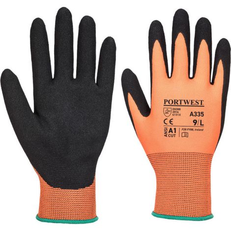 Guante Dermi-Grip NPR15 - Nitrilo Arenoso para un Agarre Perfecto - Naranja Negro - Talla M