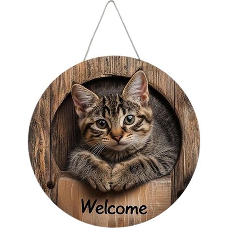 Pancarte Bienvenue Pendentif 2D Plat Ludique Artistique Panneaux en Bois pour Porte d'Entrée pour Salon Balcon Jardin Café Pendaison de Crémaillère Anniversaire Fête Thanksgiving (1/5)