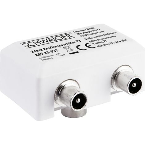 Schwaiger Aufsteckverteiler ASV45 532 für TV weiß, 1x IEC Buchse auf 2x IEC Stecker Aufsteckverteiler (1/3)