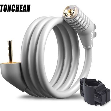 Bicycle Lock, Long Bicycle Lock 120mm x 12mm, Anti-Theft Cable for Bike Scooter Motorcycles Bicycle Gate with 4 Digits Intelligent Code and Bicycle Stroller, Anti-Theft Bicycle Lock Gray (1/5)