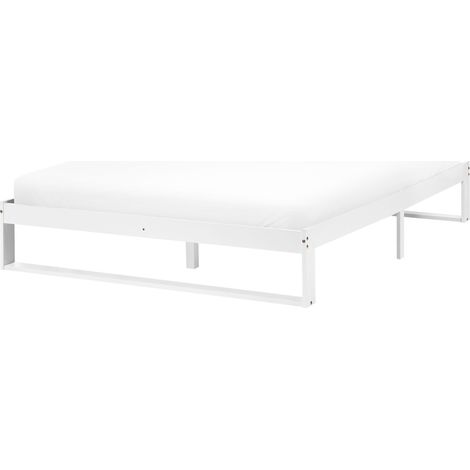 Bed Frame White Pine Wood EU Double Size without Headboard 4ft6 Minimalist TALAIRAN (1/5)
