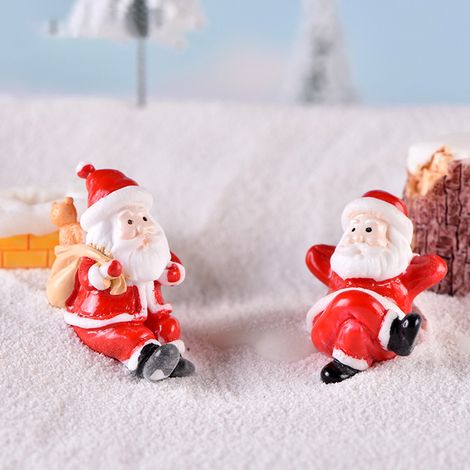 Lot de 12 figurines miniatures de Noël (Père Noël) en résine, à poser sur une table ou à décorer avec des accessoires de jardinage. Idéal comme cadeau de Noël pour les enfants et leurs amis. (1/5)