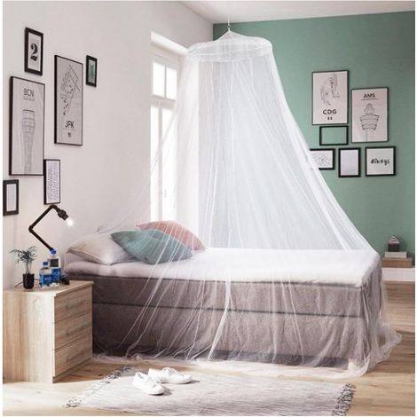 Moustiquaire Ciel de Lit Bebe Simple Double Plafond Grande Blanc (1/5)
