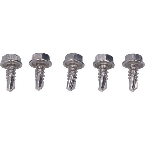 Vis autotaraudeuses inox A2 4,8x13mm avec rondelles hexagonales - Lot de 50 vis à tôle (1/5)