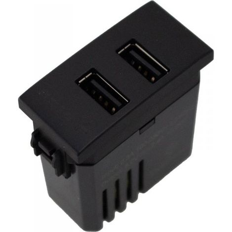 Modulo Presa Caricatore USB 5V 2,4A 2 Porte USB-A Colore Nero Compatibile Con Bticino Living e Vimar Plana (1/3)
