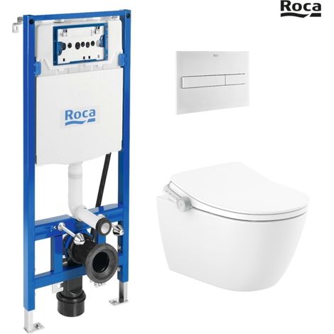 BASTIDOR ROCA DUPLO SMART PACK CISTERNA EMPOTRADA Y PULSADOR PL7 DUAL BLANCO MAT CON INODORO SUSPENDIDO RIMLESS IN-WASH ONA (1/5)