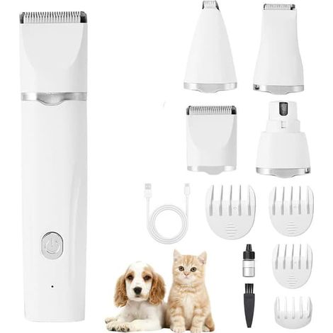 Tondeuse électrique pour poils de chien, 4 en 1, sans fil, silencieuse, 11 accessoires, pour pelages denses.-AquaForge (1/4)