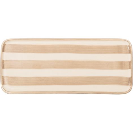 Lido Ceramiche Plat Rectangulaire Série Righe Lot De 2 Pièces Couleur Sable Artisanat Made In Italy Design Moderne Et Élégant Pour Table Premium (1/2)