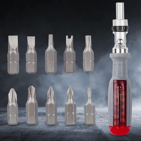 Jeu de tournevis à cliquet multi-embouts avec embouts magnétiques – Kit d'outils de réparation compact pour l'entretien électronique polyvalent (1/5)