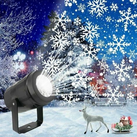 Lampe projecteur LED extérieur flocons de neige mobile pour décoration de Noël (1/4)