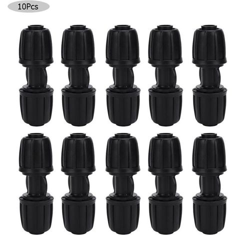 10x Connecteurs droits d'irrigation pour tuyau PE 16 mm - POM, noir (1/5)