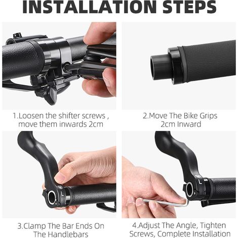 Extrémités de barre de vélo guidon de VTT ergonomique antidérapant pour guidon de 21,8 à 22,8 mm (1/5)