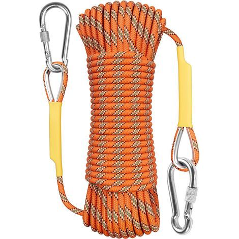 Corda di sicurezza in nylon arancione da 20 m, resistente all'abrasione, per lavori in quota, alpinismo e arrampicata. (1/5)