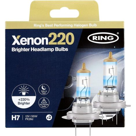 2 Ampoules H7 12V 55W Px26D +220 Haute Performance Ring