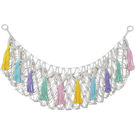 Hamac pour peluches, grand filet de rangement de 130 cm, organisateur mural pour chambres d'enfants ou de bébés, étagère d'angle tressée, cadeau décoratif pour une chambre de fille. (1/5)