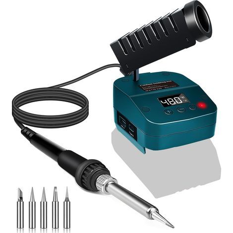 Fer à souder sans fil pour batterie Bosch 18 V GBA/BAT, chauffage rapide, avec écran numérique LED, fer à souder mobile avec USB & Type-C pour bricolage, réparation d'appareils, soudure de fil (sans (1/4)