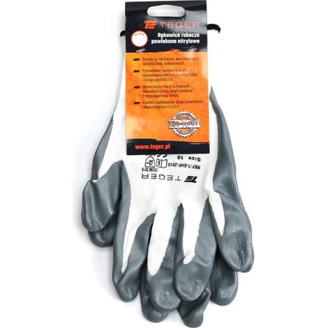 Teger CE-beschichtete Nitril-Arbeitshandschuhe, Größe 8, 12er-Packung (1/3)