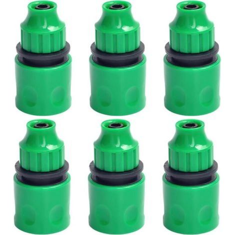 Lot de 6 raccords de tuyau d'irrigation en plastique - Adaptateur de tuyau d'arrosage - Accessoire pour micro tuyau de 8/12 mm - Système d'irrigation de jardin (vert) (1/5)