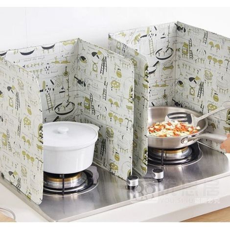 Lot de 2 protections murales pliables anti-éclaboussures pour cuisinière à gaz, plaque de cuisson et poêle à frire, protège la peau contre les incendies (1/4)