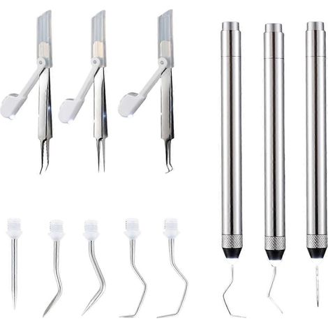 6-teiliges LED-Entgitterungswerkzeug-Set für Vinyl, 3 LED-Stifte mit 5 Stiften und Haken (1/5)