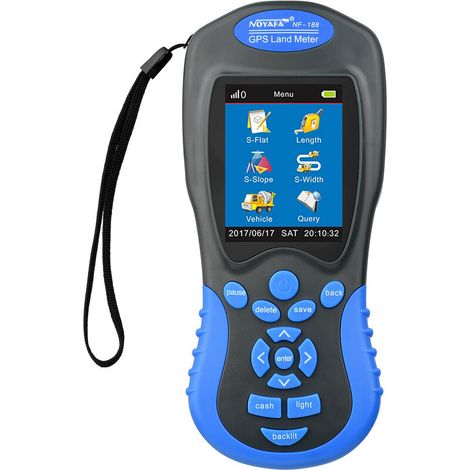 RHG Appareil de mesure de la longueur de la zone agricole LCD numérique de poche GPS Land Meter, outil de mesure d'arpentage extérieur du Groenland en mode manuel automatique (gris et bleu, NF-188)