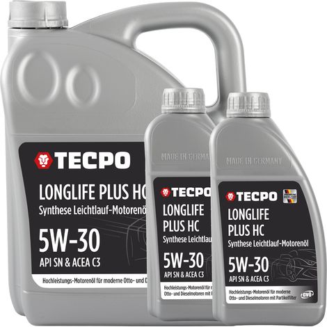 TECPO Motoröl 7 Liter 5W-30 LONGLIFE Plus HC Synthese passend für ACEA C3 / API SN / 504 / 507 / 229.31 / 229.51 / LL-04 / C30