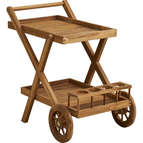 Carrello da servizio Pasaku in teak naturale 86×50×81 cm