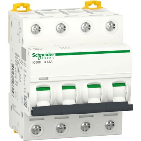 Interruttore magnetotermico Schneider 4P 63A 10KA D 4M iC60H A9F85463