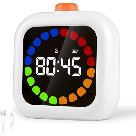 Visueller 99-Minuten-Timer, Lerntimer für Kinder, schnelle Schiebeanpassung, bunte Fortschrittsanzeige, Batteriestandsanzeige, Pomodoro-Timer für Küche, Arbeitszimmer (1/5)