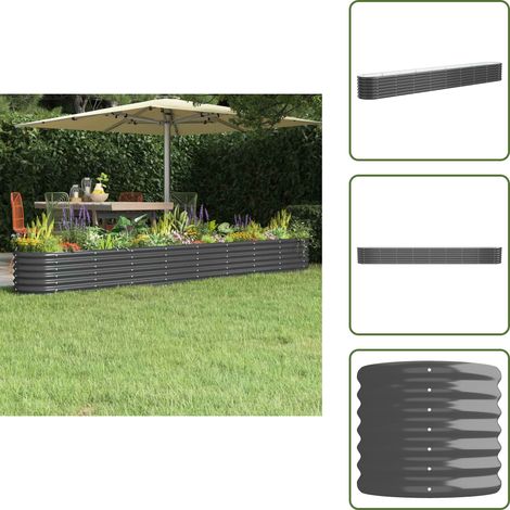 The Living Store Lit surélevé de jardin Acier enduit de poudre Anthracite - Jardiniere Surélevée - Bac À Fleurs - Pot De Fleurs Extérieur - Décoration Jardin - Plante Extérieure