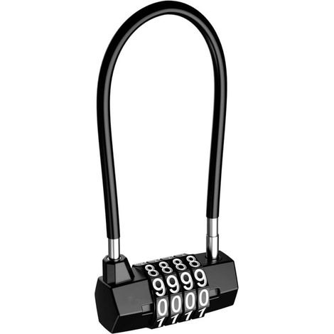 Cadenas flexible à combinaison 4 chiffres - - Noir (1/5)