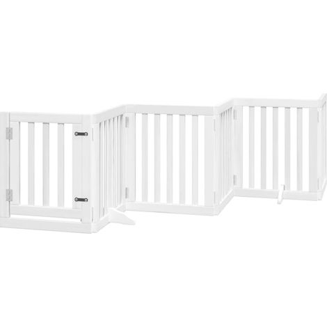 Barrière de sécurité pour chien animaux de compagnies et porte 6 panneaux bois de peuplier blanc (1/5)