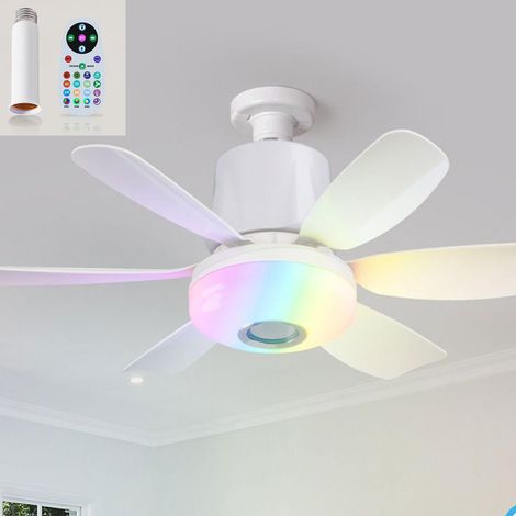 Ventilateur de plafond blanc minuterie avec télécommande et rallonge, 3 000 K-6 500 K, 3 vitesses, silencieux, pour chambre ou salon, RGB, LED (1/5)