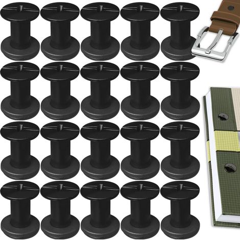 20 Kits Vis Chicago Screws,M510mm Vis de Livre,Rivet a Visser de remplacement en métal pour sacs, livres, colliers, sacs à dos, laisses de chien, laisses (Noir Mat) (1/5)