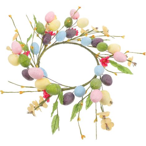 Couronne d'œufs de Pâques avec mousses artificielles pour une décoration festive (1/5)