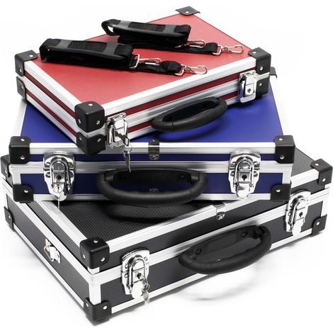 Set de maletines aluminio en negro, azul y rojo Juego maletas Cajas de aluminio para almacenaje (1/5)