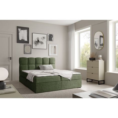 Boxspringbett Schlafzimmerbett PAROZO 160x200cm Stoff Coral Grün