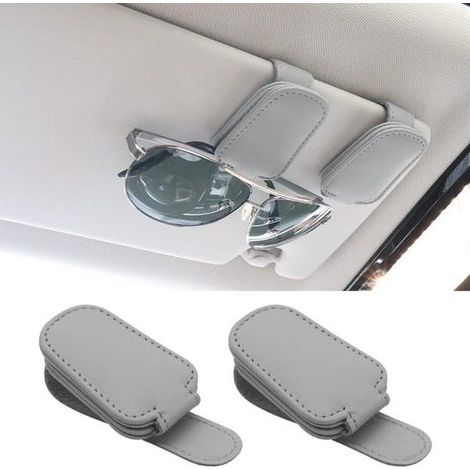 Porte-lunettes de soleil de voiture 2 pièces,Porte-lunettes magnétique et porte-ticket,Accessoire pare-soleil pour voiture (1/5)