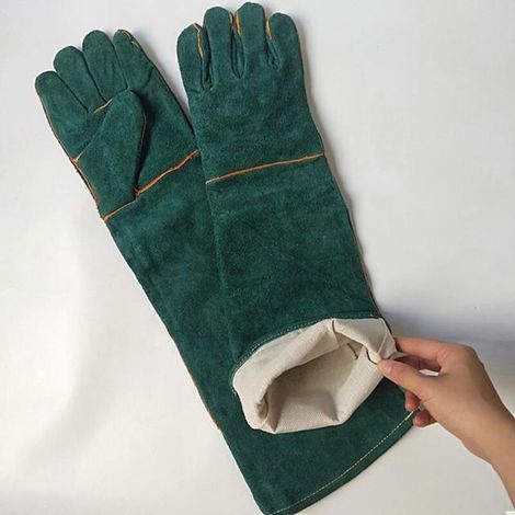 Gants anti-morsures pour la manipulation d'animaux, gants de travail en cuir de sécurité pour le bain, serpents, lézards et reptiles,60cm (1/4)