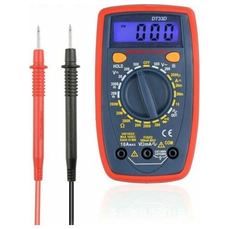 Multimètre Numérique Portable , Testeur Électrique 2000, Multimètre Digital, Voltmètre,Ampèremètre,Ohmmètre,Mesure La Tension AC et DC, Le Courant DC, La Résistance, La Continuité, La Diode (1/5)