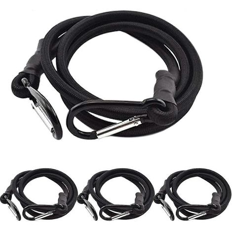Élastiques, élastiques avec crochets, lot de 4 élastiques noirs, élastiques avec crochets pour porte-bagages (1/5)