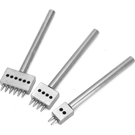 Ensemble de 3 outils de perforation d'espacement pour le bricolage en cuir, perforateur de ceinture (5 mm (2+4+6)) (1/5)