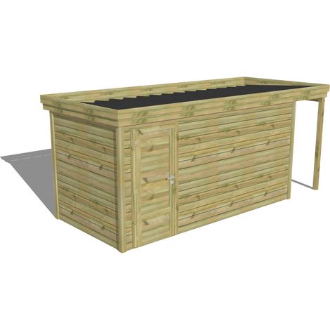 ABRI DE JARDIN bois Pin autoclave 27mm - 5,34x2,14m / 11,4m2 - Bac acier - Abri Français (1/5)