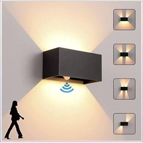 Applique murale intérieure/extérieure avec détecteur de mouvement, 24 W, LED moderne, lot de1, lumière blanche chaude 3 000 K (1/4)