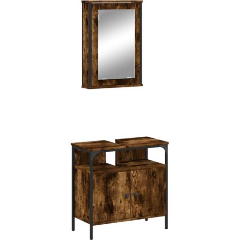 Maison Exclusive - 2-tlg. Badmöbel-Set Räuchereiche Holzwerkstoff