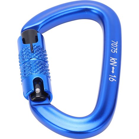 Mousqueton d'alpinisme à verrouillage automatique en aluminium léger, crochet sécurisé pour via ferrata et escalade (Bleu, système de verrou auto)