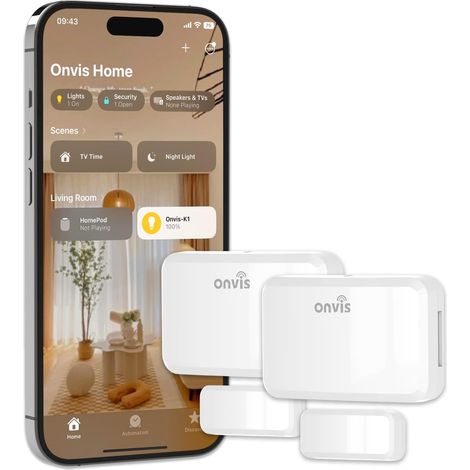 Détecteur d'Ouverture Porte/Fenêtre, Détecteur sans Fil pour Système d'Alarme et Domotique Intelligente, Notifications (Ouverte/Fermée), Bluetooth/Thread (1/5)