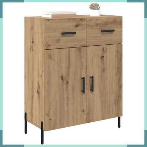 882291 Buffet Meuble Bas 69,5x34x90cm Bois Ingénierie Chêne Artisanal Tiroir 2 Portes 60kg (1/5)
